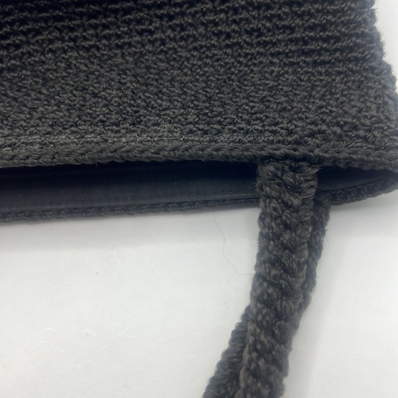The Sak Elliot Lucca black crocheted mini top handle bag/purse small size zipper - Picture 10 of 16